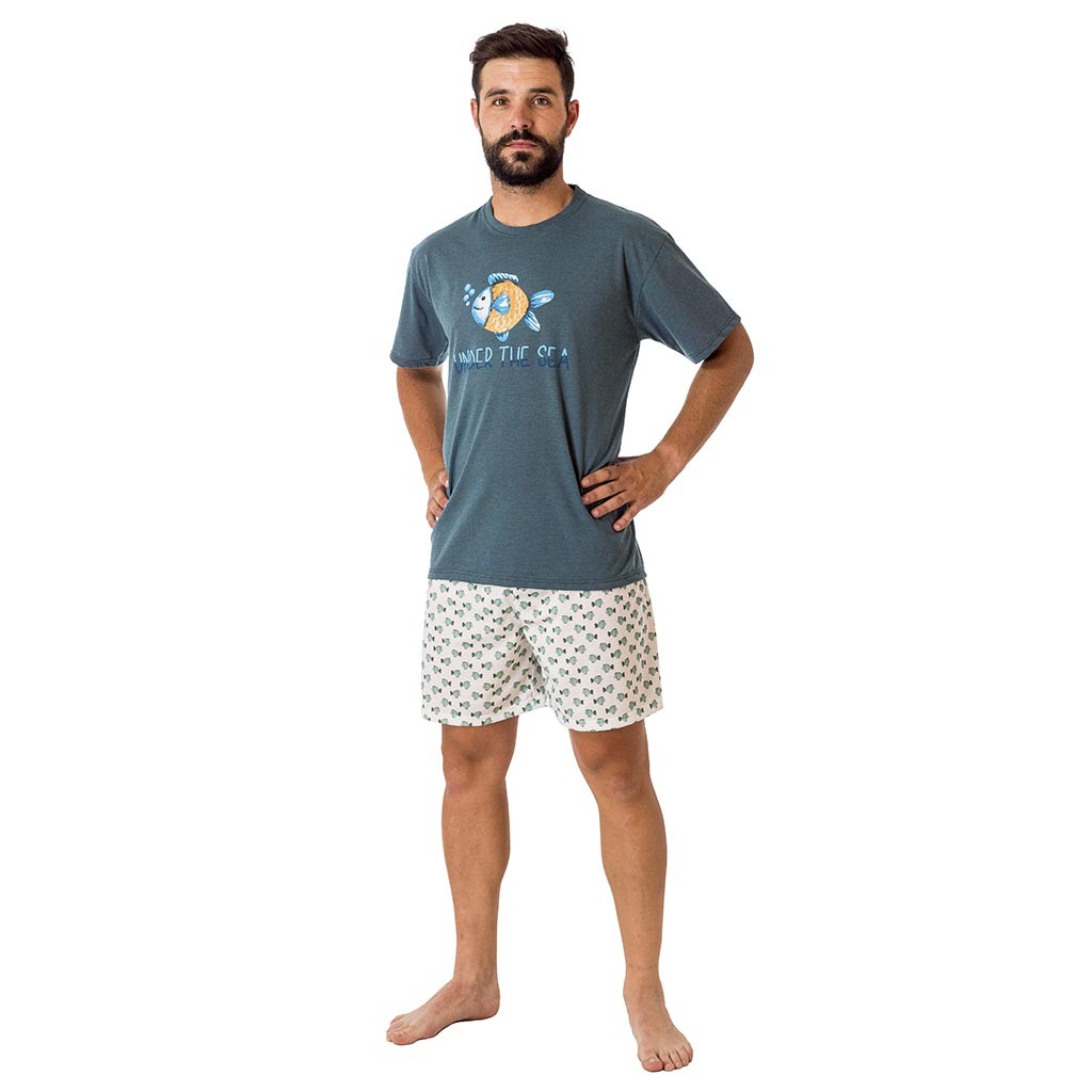 Pijama hombre corto DORMEN estampado peces