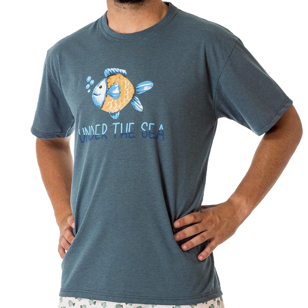 Pijama hombre corto DORMEN estampado peces