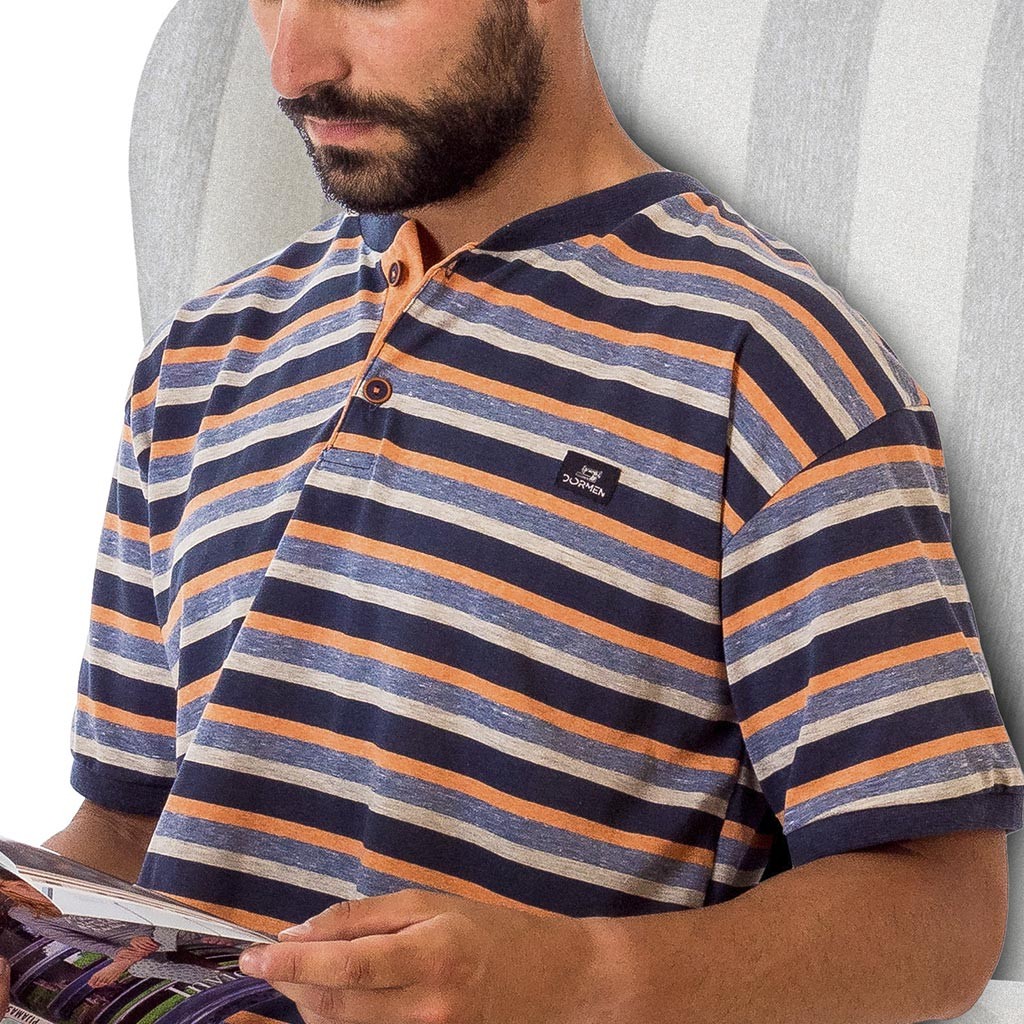 Pijama hombre rayas DORMEN manga corta