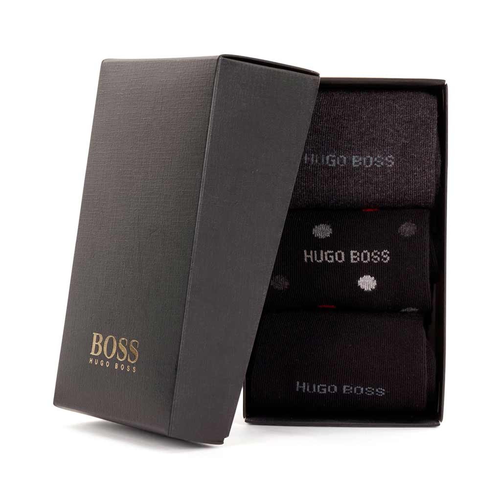 Calcetín algodón HUGO BOSS fantasía en caja de regalo 3 pares