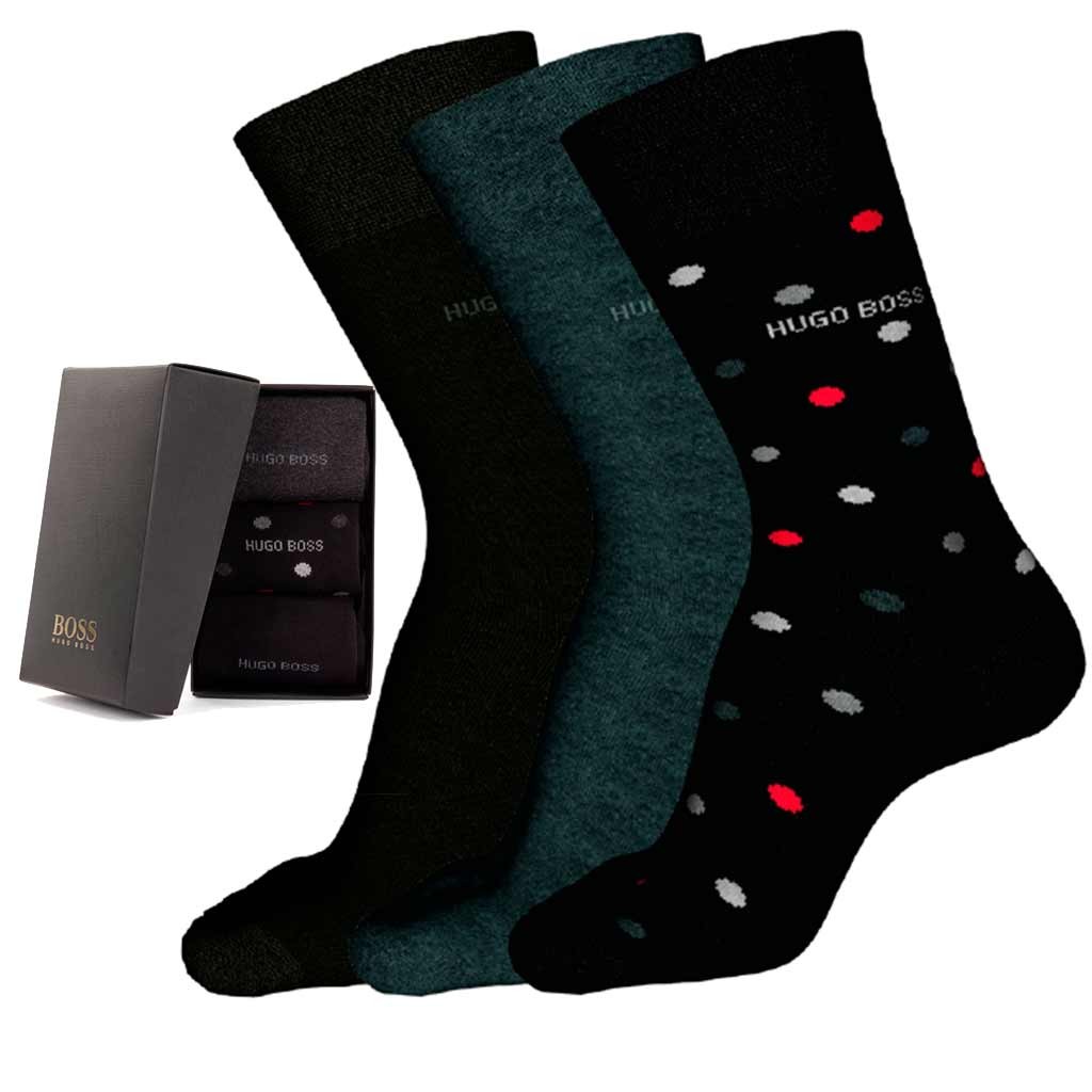 Calcetín algodón HUGO BOSS fantasía en caja de regalo 3 pares