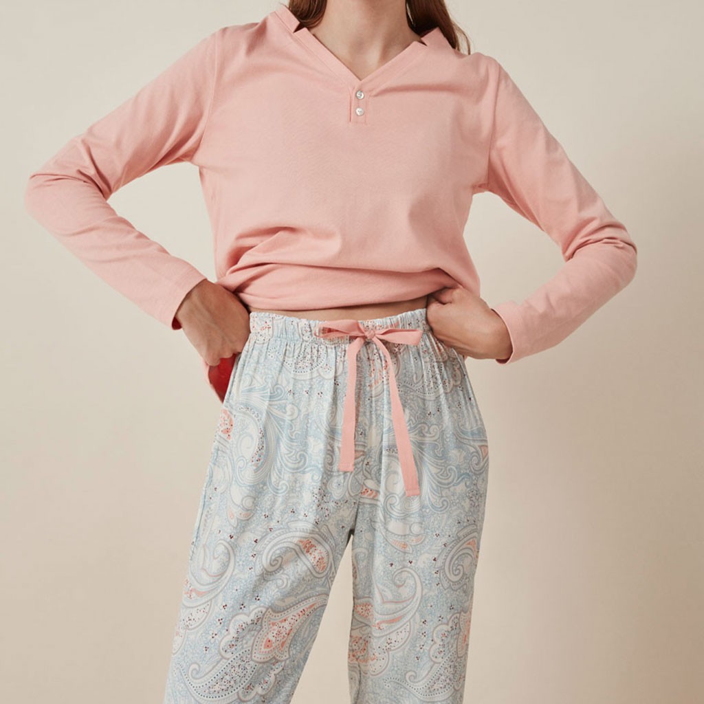 Pijama largo mujer GISELA estampado cachemira