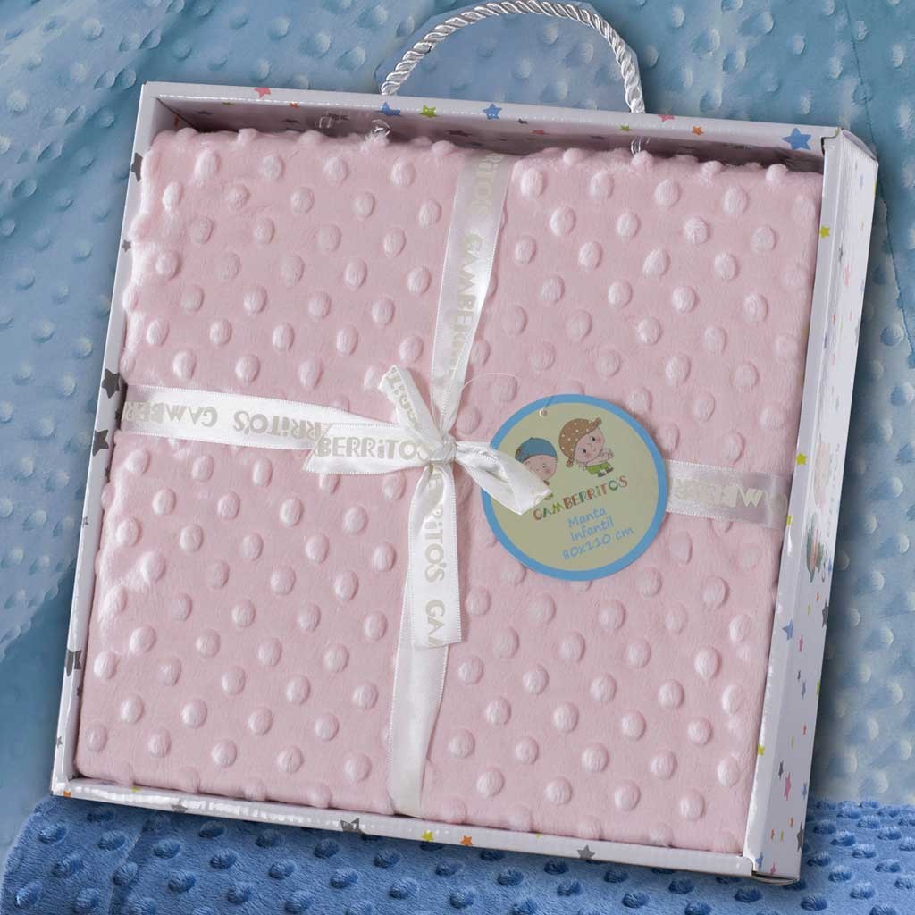 Manta bebe topos extra suave para bordar 80x110 GAMBERRITOS