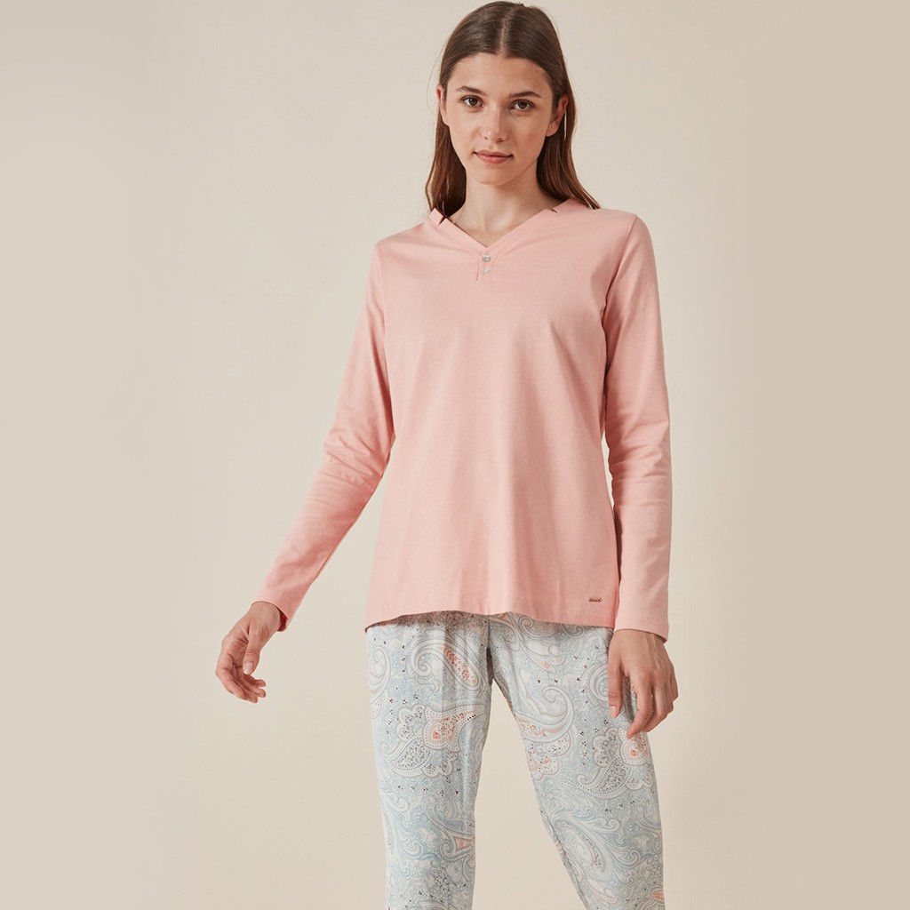 Pijama largo mujer GISELA estampado cachemira