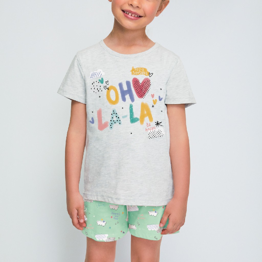 Pijama niña manga corta de algodón