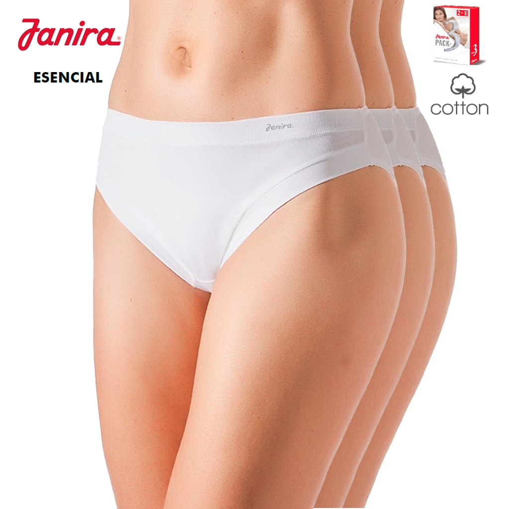 Pack 3 braga bikini algodón JANIRA esencial