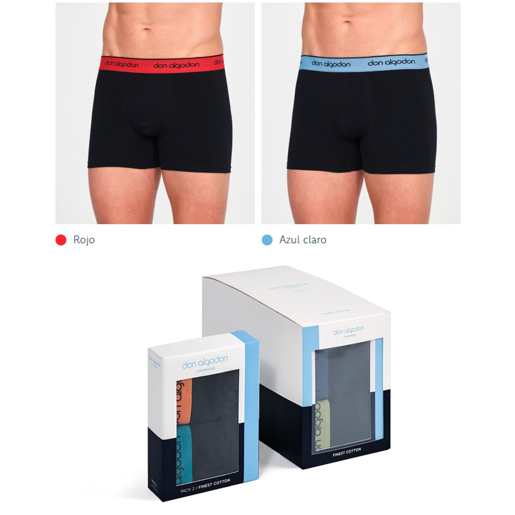 Pack 2 Bóxer DON ALGODÓN cintura colores