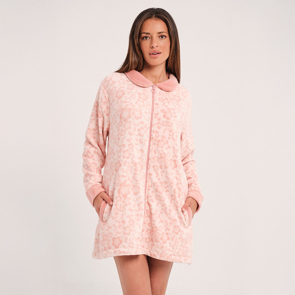 Bata mujer coralina DON ALGODÓN estampado flores