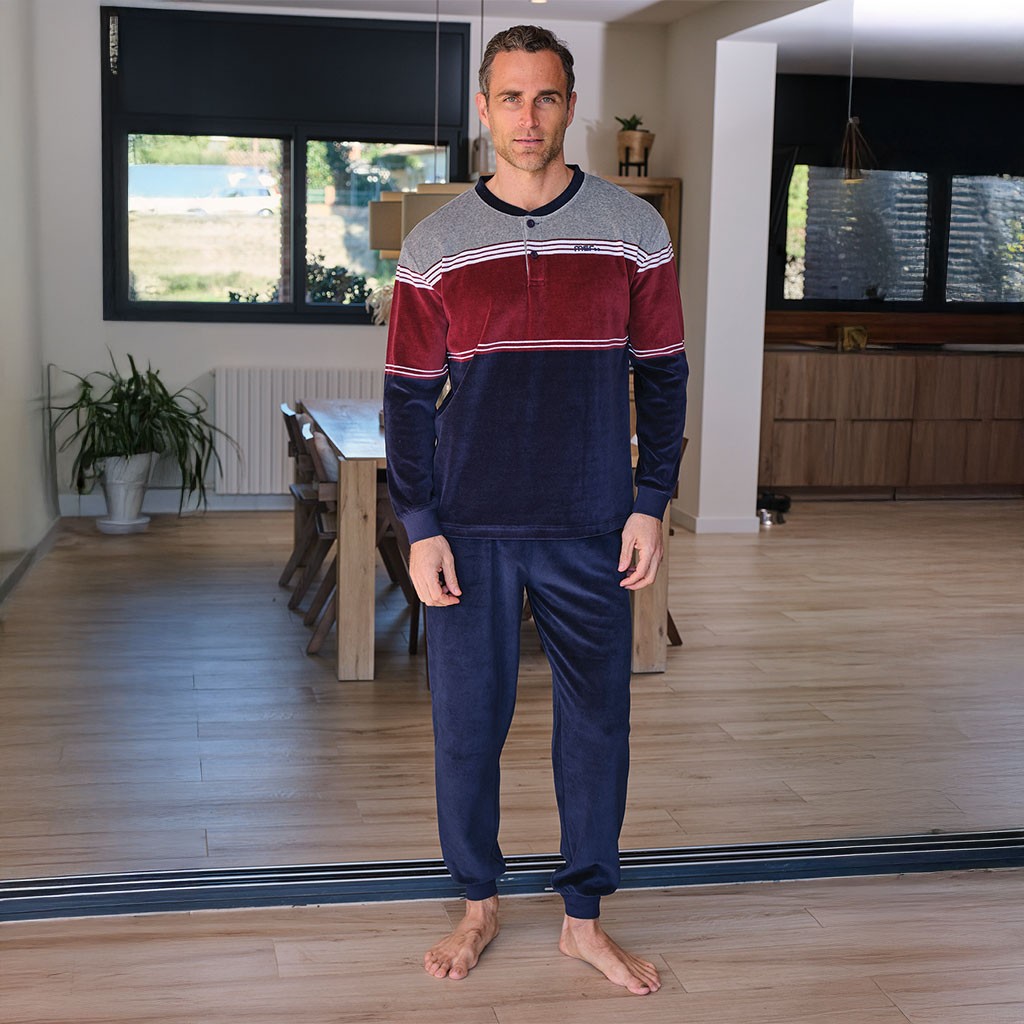 Pijama hombre manga larga MUSLHER cuello botones