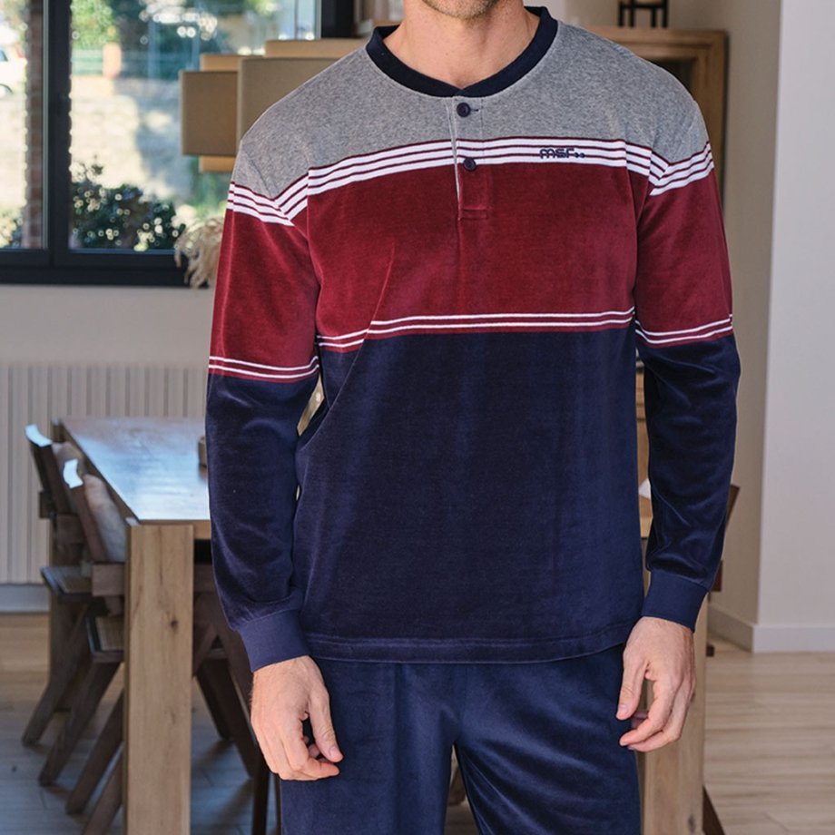 Pijama hombre manga larga MUSLHER cuello botones