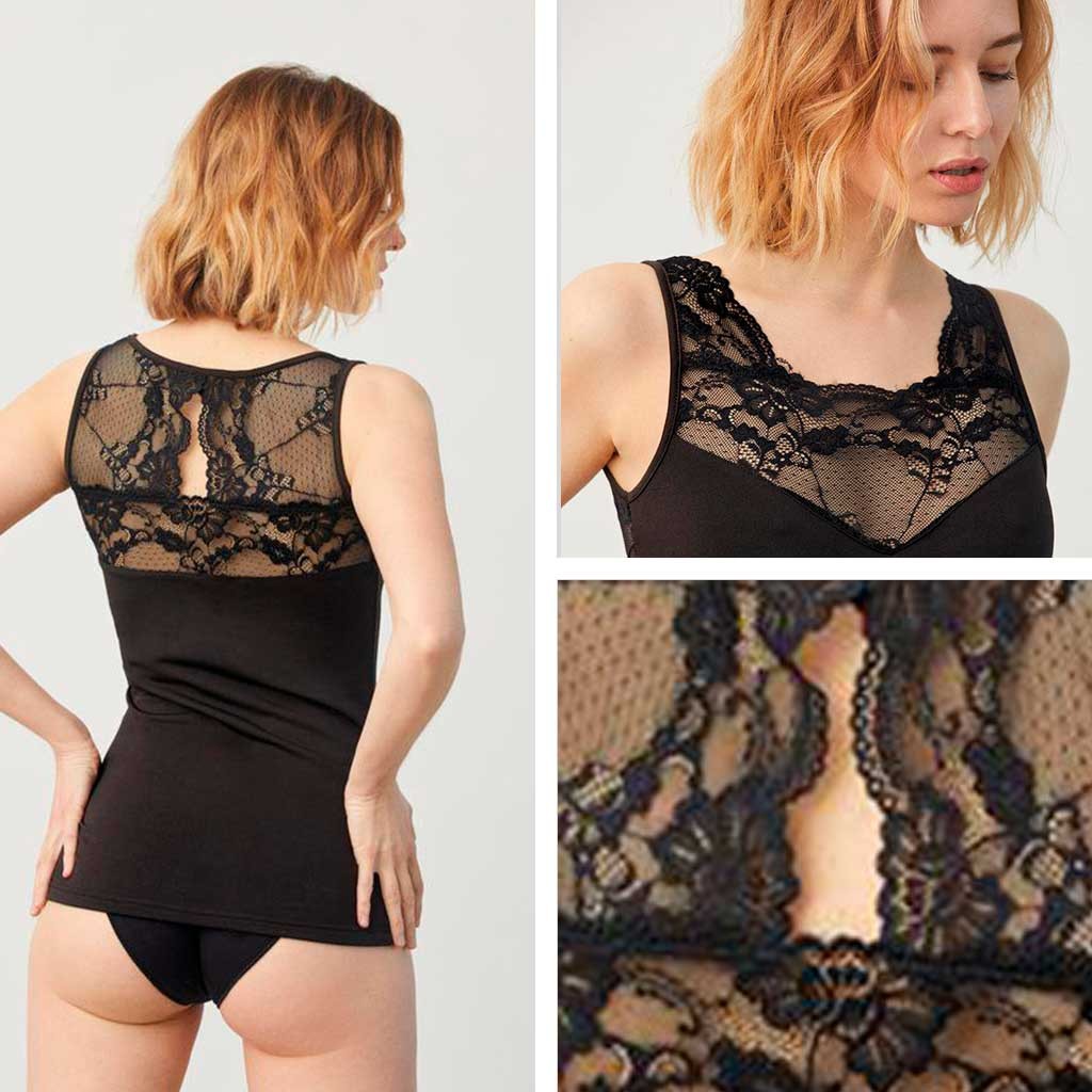 Camiseta encaje polar sin manga  YSABEL MORA