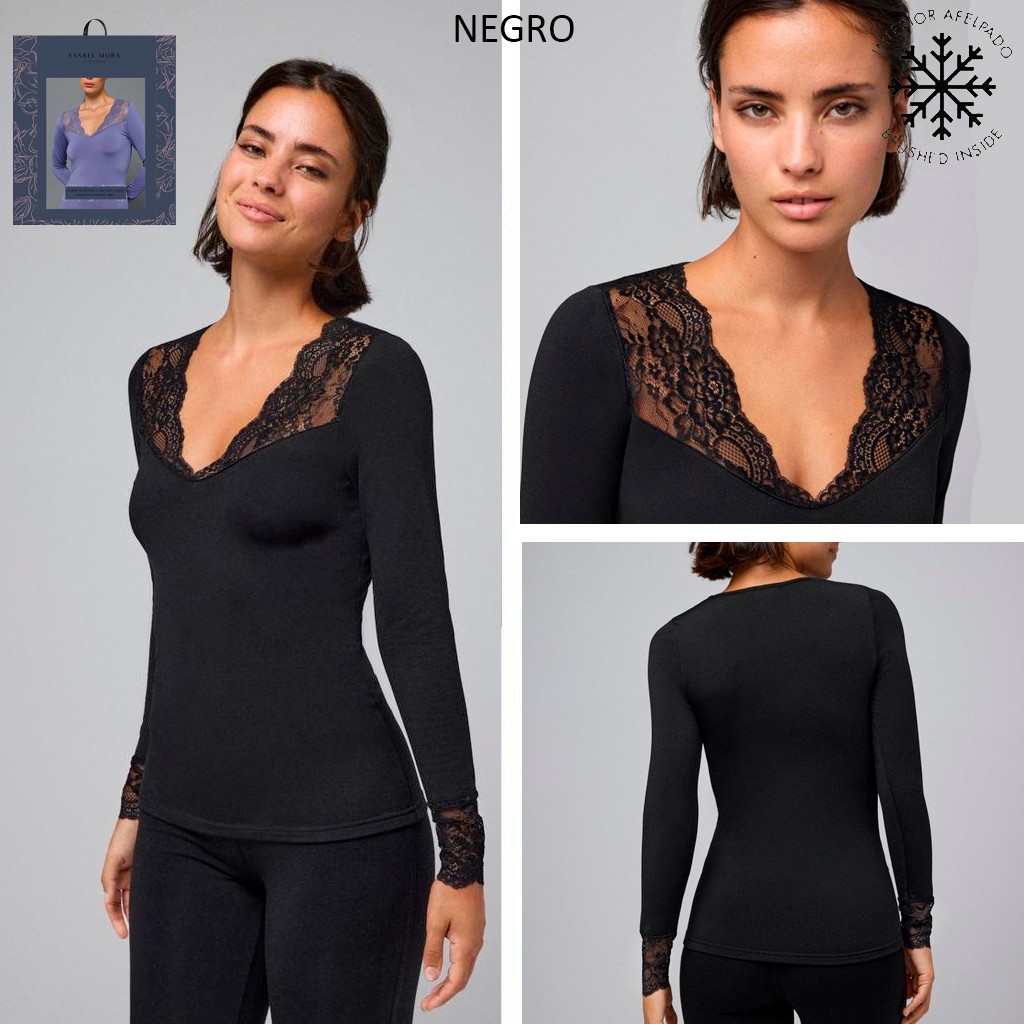 Camiseta polar manga larga encaje YSABEL MORA