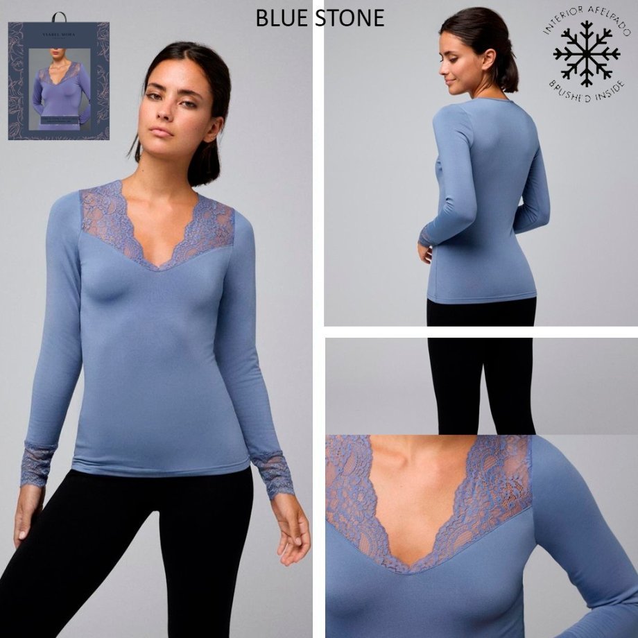 Camiseta polar manga larga encaje YSABEL MORA