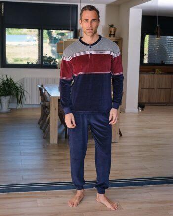 Pijama hombre manga larga MUSLHER cuello botones