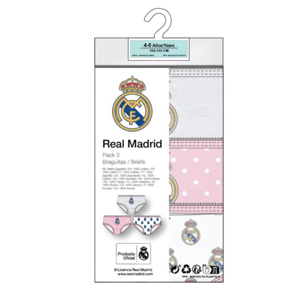 Braga niña REAL MADRID algodón pack 3