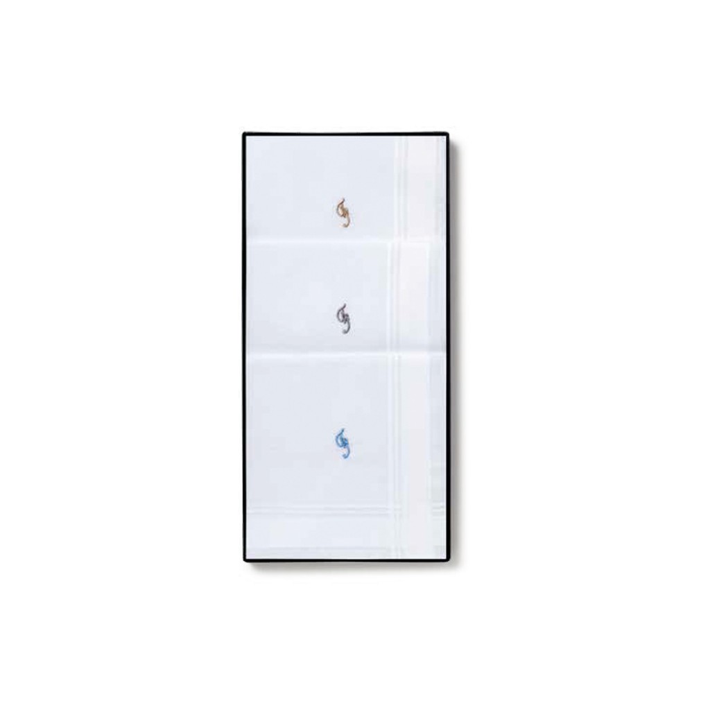 Estuche 3 Pañuelos blanco inicial bordada Guasch
