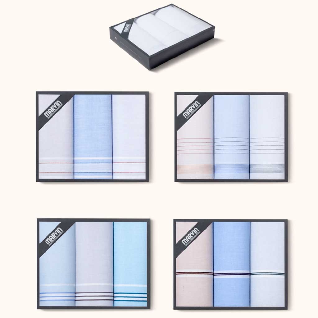 Caja de 3 pañuelos hombre fondo oscuro GUASCH