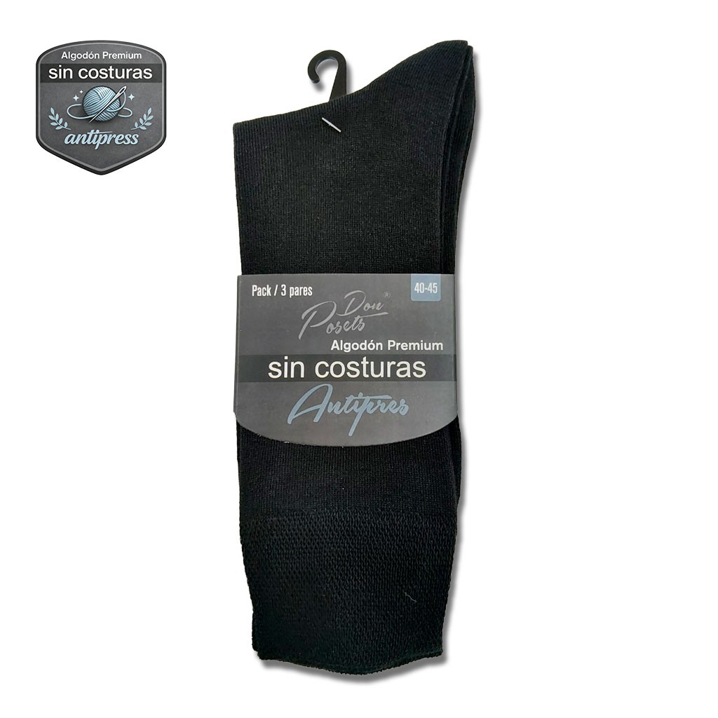 Pack 3 calcetines hombre algodón antipresión Posets
