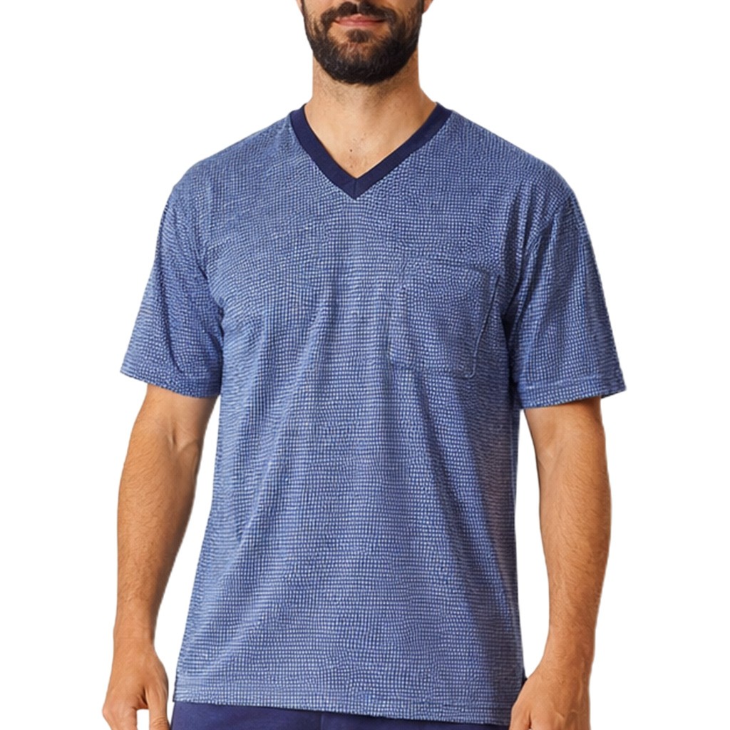 Pijama hombre verano corto algodón cuello pico DORMEN