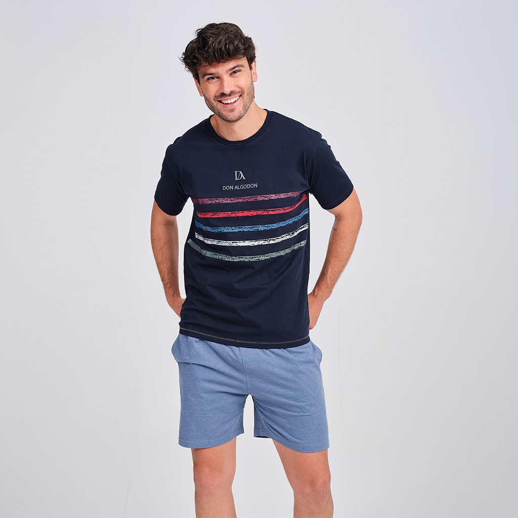 Pijama hombre Don Algodón verano corto algodón cuello redondo
