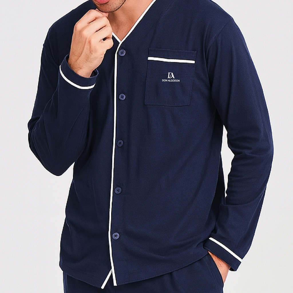 Pijama hombre algodón largo abierto Don Algodón
