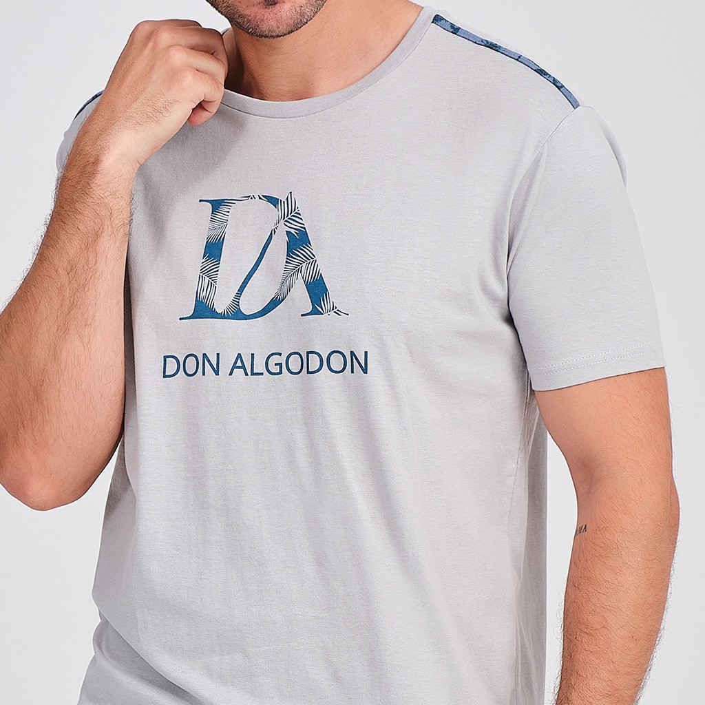 Pijama hombre verano corto algodón logo estampado palmeras