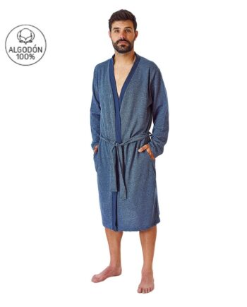 Batín hombre largo algodón cruzado con cinturón