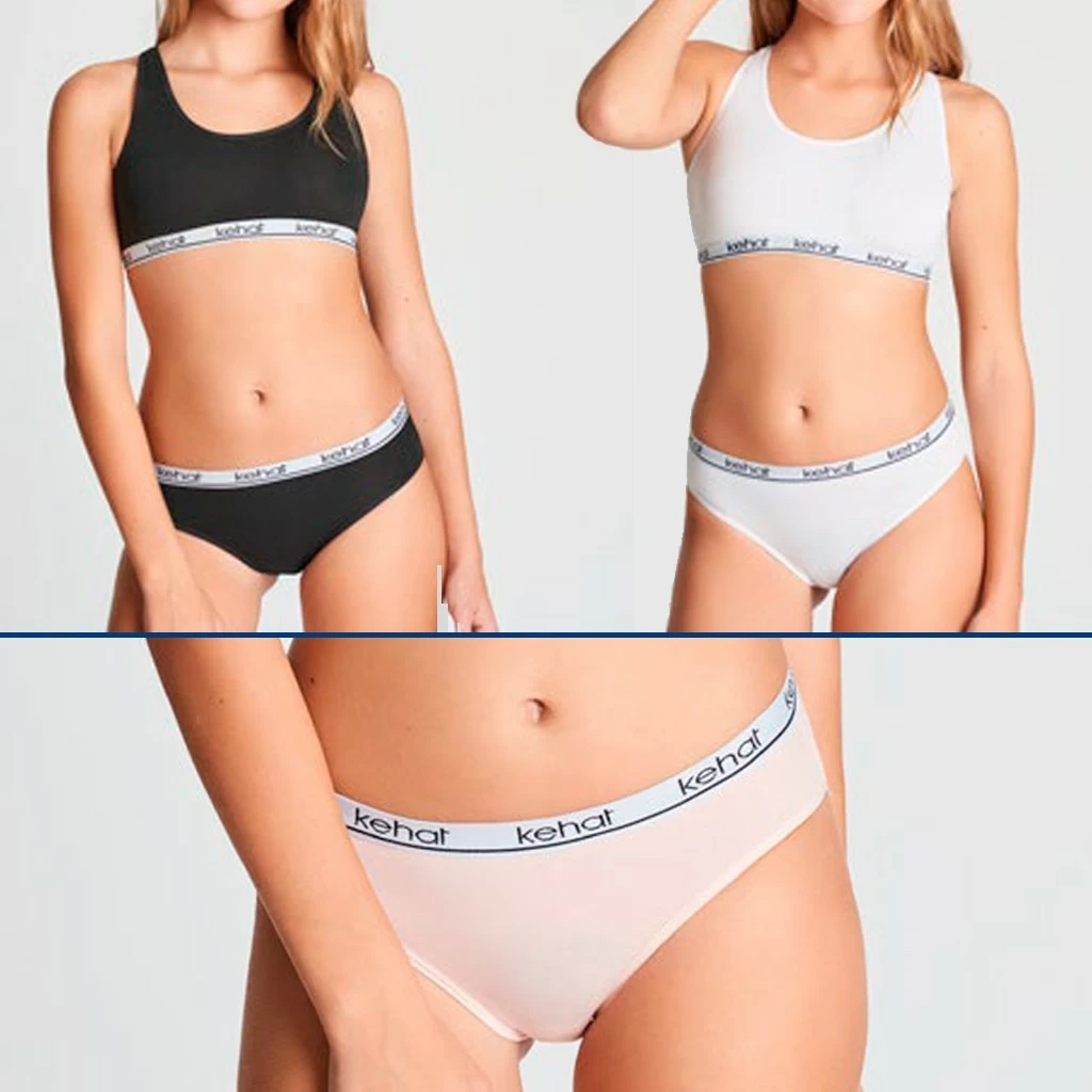 Conjunto top deportivo sin relleno y braga bikini para niña Kehat